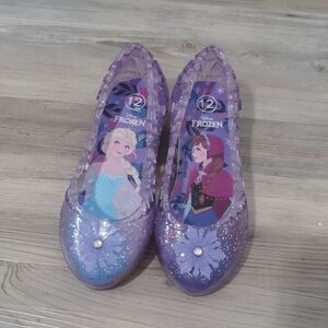 Disney Frozen Purple Glitter Girls Jelly Light Up Shoes Sz 12